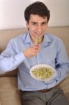 Man Having Lunch Stock Photo