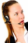 Customer Service Operator Woman Stock Photo