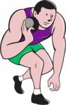 Shot Put Track And Field Athlete Cartoon Stock Photo