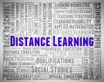 Distance Learning Words Represents Study Text And Education Stock Photo