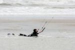 Kite Surfer At Winchelsea In Sussex Stock Photo