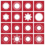 Sun Icon Set Red  Illustration Stock Photo