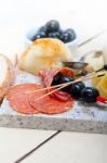 Mix Cold Cut On A Stone With Fresh Pears Stock Photo