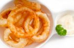 Golden Deep Fried Onion Rings Stock Photo