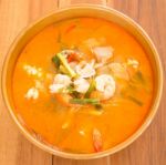 Tom Yum Kung Thai Spicy Seafood Soup Stock Photo