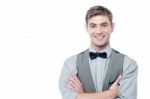 Young Smiling Man With Bowtie Stock Photo