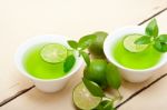 Mint Infusion Tea Tisane With Lime Stock Photo