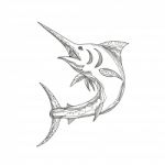 Atlantic Blue Marlin Doodle Stock Photo