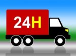 Truck Transport Indicates Twenty Four Hours And 24h Stock Photo