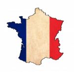 France Map On France Flag Drawing Stock Photo