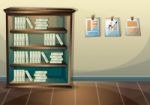 Cartoon  Illustration Interior Library Room With Separated Layers Stock Photo