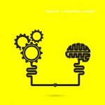 Creative Brain And Industrial Concept.brain And Gear Icon Stock Photo