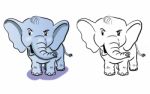 Coloring Elephant Cartoon - Coloring Book For Children Stock Photo