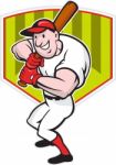 Baseball Player Batting Diamond Cartoon Stock Photo