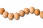 Nine Egg Arranged In Curve Stock Photo