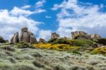 Unusual Rock Formation Near The Sea At Capo Testa Sardinia Stock Photo