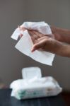 Clean Hands With Wet Wipes Stock Photo