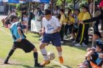 Bangkok, Thailand - Nov 2016: In The Nov 23, 2016. Youth Soccer Match, In Pieamsuwan Elementary School Stock Photo