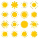 Sun Icon Set On White Background Stock Photo