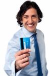 Businessman Showing His Credit Card Stock Photo