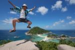 Man Jumping In Outdoors Stock Photo