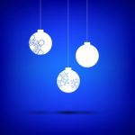 Christmas Ball White On Blue Stock Photo