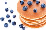 Stack Of Pancakes With Fresh Blueberries Stock Photo