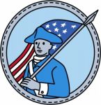 American Revolutionary Soldier Flag Circle Mono Line Stock Photo