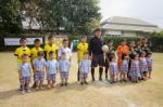 Bangkok, Thailand - Nov 2016: In The Nov 23, 2016. Youth Soccer Match, In Pieamsuwan Elementary School Stock Photo