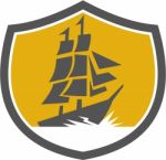 Sailing Galleon Tall Ship Crest Retro Stock Photo