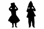 Silhouette Children Stock Photo