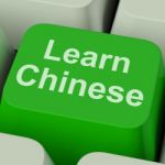 Learn Chinese Key Shows Studying Mandarin Online Stock Photo