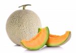 Melon Fruit Isolated On The White Background Stock Photo