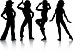 Dancing Silhouettes Children Stock Photo