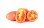 Cherry Tomatoes With Sliced Isolated Stock Photo