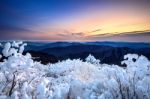 Sunrise On Deogyusan Mountains Covered With Snow In Winter,south Korea Stock Photo