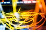 Fiber Optic With Servers In A Technology Data Center Stock Photo