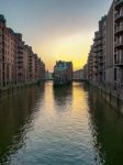 Speicherstadt Warehouse District Of Hamburg In Evening Stock Photo