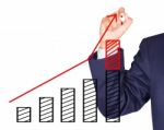 Drawing Graph Growing On Bar Column Stock Photo