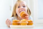 Beautiful Child Having Breakfast At Home Stock Photo