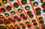 Colorful Lanterns On Buddha's Birthday, Korea Stock Photo