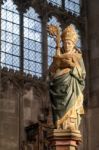 Statue Of A Bishop In Canterbury Cathedral Stock Photo