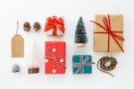 Christmas Gift Boxes On White Background Stock Photo