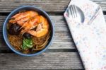 Baked Shrimp Vermicelli Stock Photo