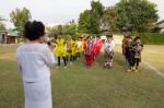 Bangkok, Thailand - Nov 2016: In The Nov 23, 2016. Youth Soccer Match, In Pieamsuwan Elementary School Stock Photo