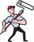 House Painter Paint Roller Painting Cartoon Stock Photo