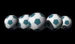 3d Rendered Cyan Soccer Balls Stock Photo