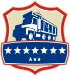 Triple Axle Dump Truck Stars Crest Retro Stock Photo