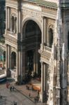 View From Duomo Towards The Entrance To The Galleria Vittorio E Stock Photo