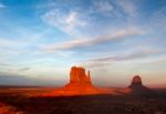 The Mittens Glowing At Sunset In Monument Valley Stock Photo